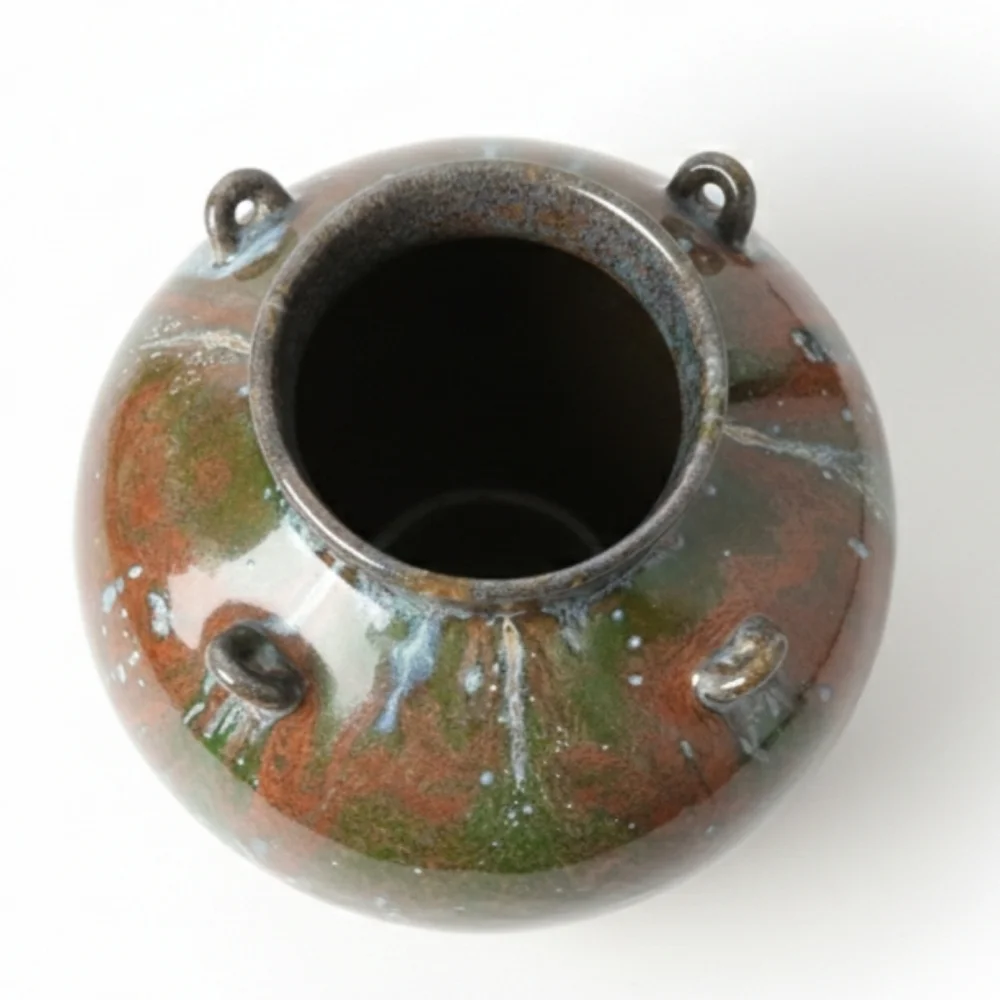 Pier 1 Red & Green Drip Glaze Vase